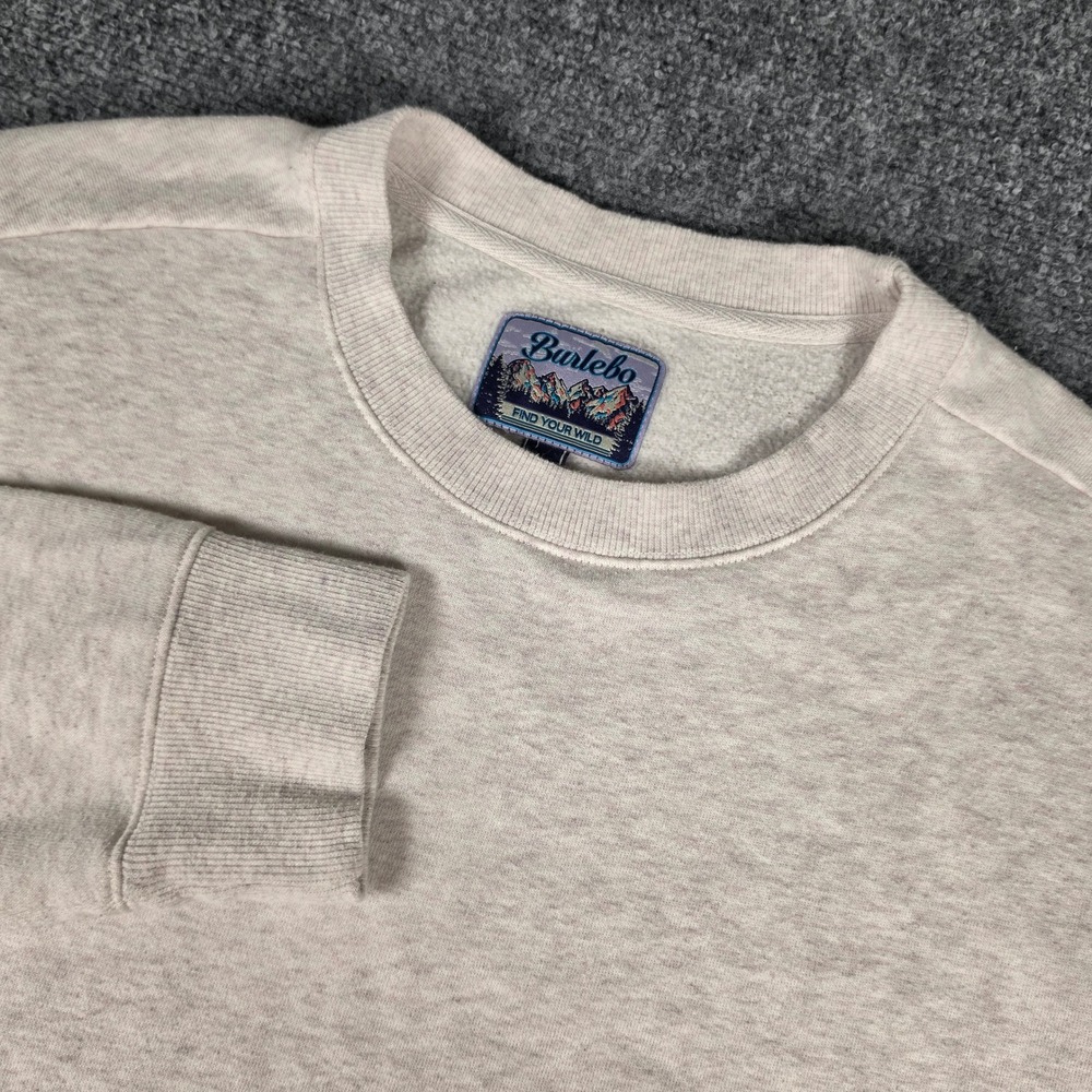 BURLEBO Fleece Sweatshirt Mens L Oatmeal Heather Crew Neck Pullover